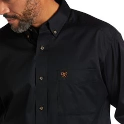 Ariat Solid Twill Black/Bronze Classic Long Sleeve Shirt -Guadalajara Western Wear 10000502 01