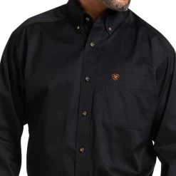 Ariat Solid Twill Black/Bronze Classic Long Sleeve Shirt -Guadalajara Western Wear 10000502 02