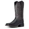 Ariat Black Women Round Up Remuda Wide Square Toe Western Boot -Guadalajara Western Wear 10034024 3 4 front