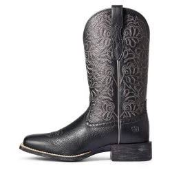Ariat Black Women Round Up Remuda Wide Square Toe Western Boot -Guadalajara Western Wear 10034024 side