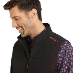 Ariat Vernon Vent Softshell Men's Vest - Black/Red 10 Ariat Vernon Vent Softshell Men's Vest - Black/Red -Guadalajara Western Wear 10037495 01