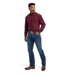 Ariat Nyles Tango Red Classic Fit Long Sleeve Shirt -Guadalajara Western Wear 10041556 full