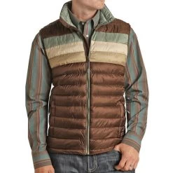 Ariat Men's Rock & Roll Denim Brown Poly Fill Puffer Vest