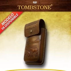 Tombstone Dark Honey Leather Tooled Ranch Cell Phone Case