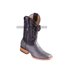 Los Altos Gray Ostrich Belly Wide Square Toe Cowboy Boots