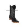 Los Altos Black Caiman Belly & Deer Wide Square Toe Cowboy Boots
