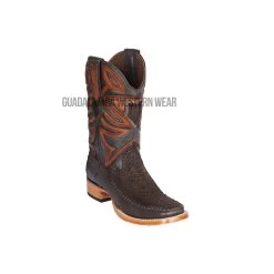 Los Altos Brown Suede Python & Deer Wide Square Toe Cowboy Boots