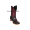 Los Altos Black Cherry Teju & Deer Wide Square Toe Cowboy Boots