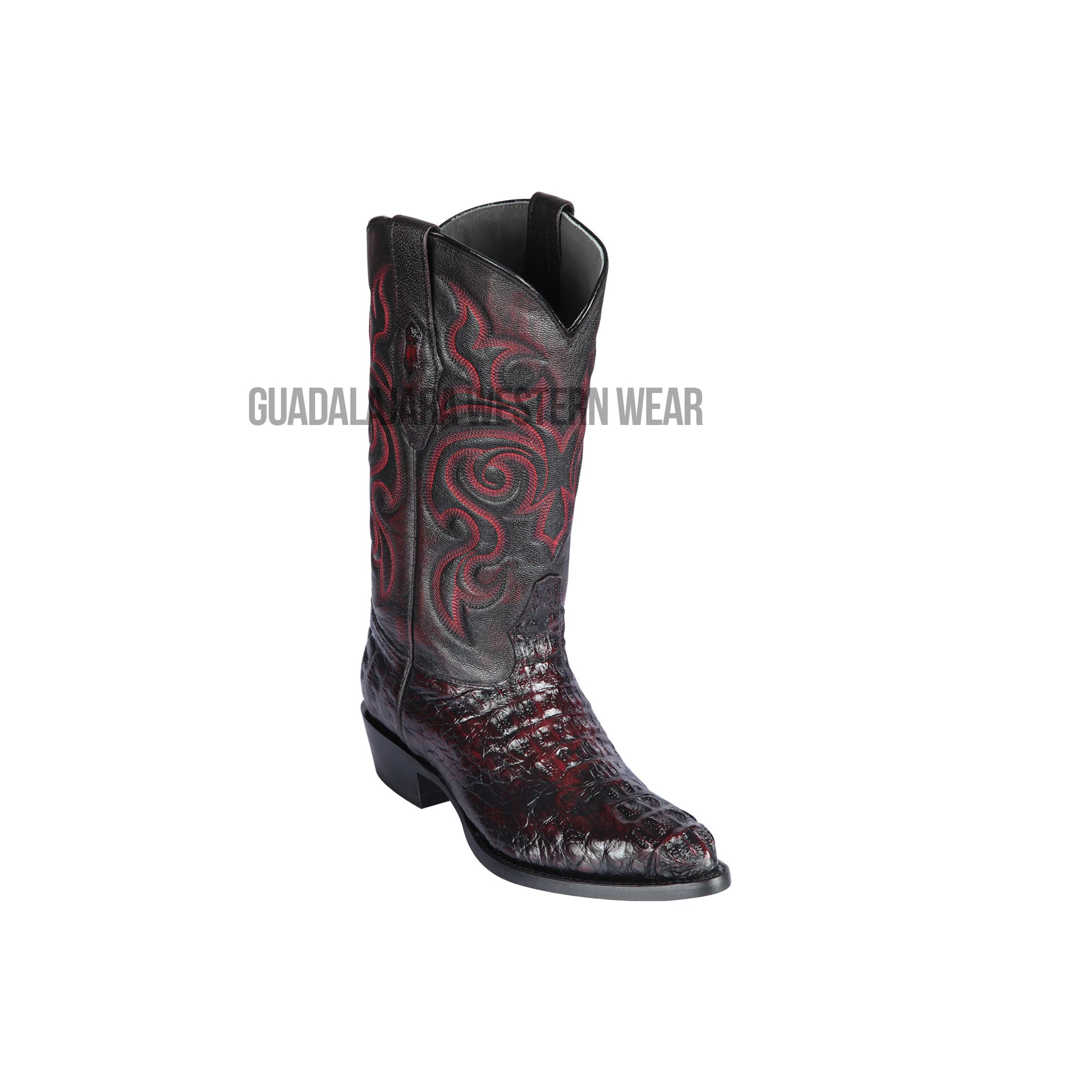 Los Altos Black Cherry Caiman Hornback J Toe Cowboy Boots 3 Los Altos Black Cherry Caiman Hornback J Toe Cowboy Boots