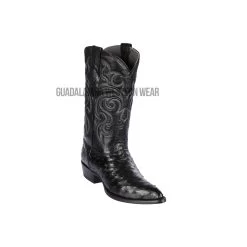 Los Altos Black Ostrich J Toe Cowboy Boots