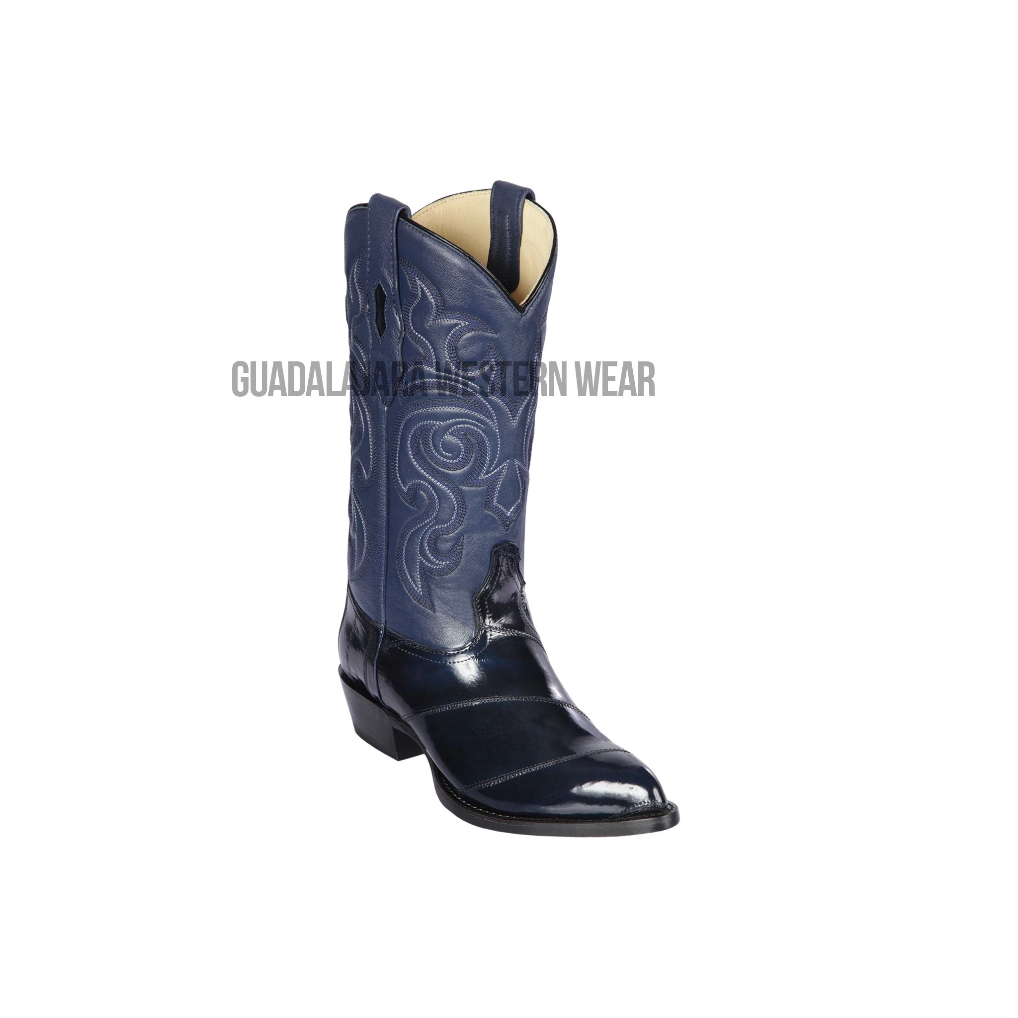 Los Altos Navy Blue Eel J Toe Cowboy Boots 3 Los Altos Navy Blue Eel J Toe Cowboy Boots