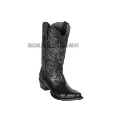 Los Altos Black Ostrich Leg Snip Toe Cowboy Boots