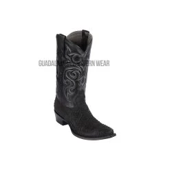 Los Altos Black Suede Finish Python Snip Toe Cowboy Boots