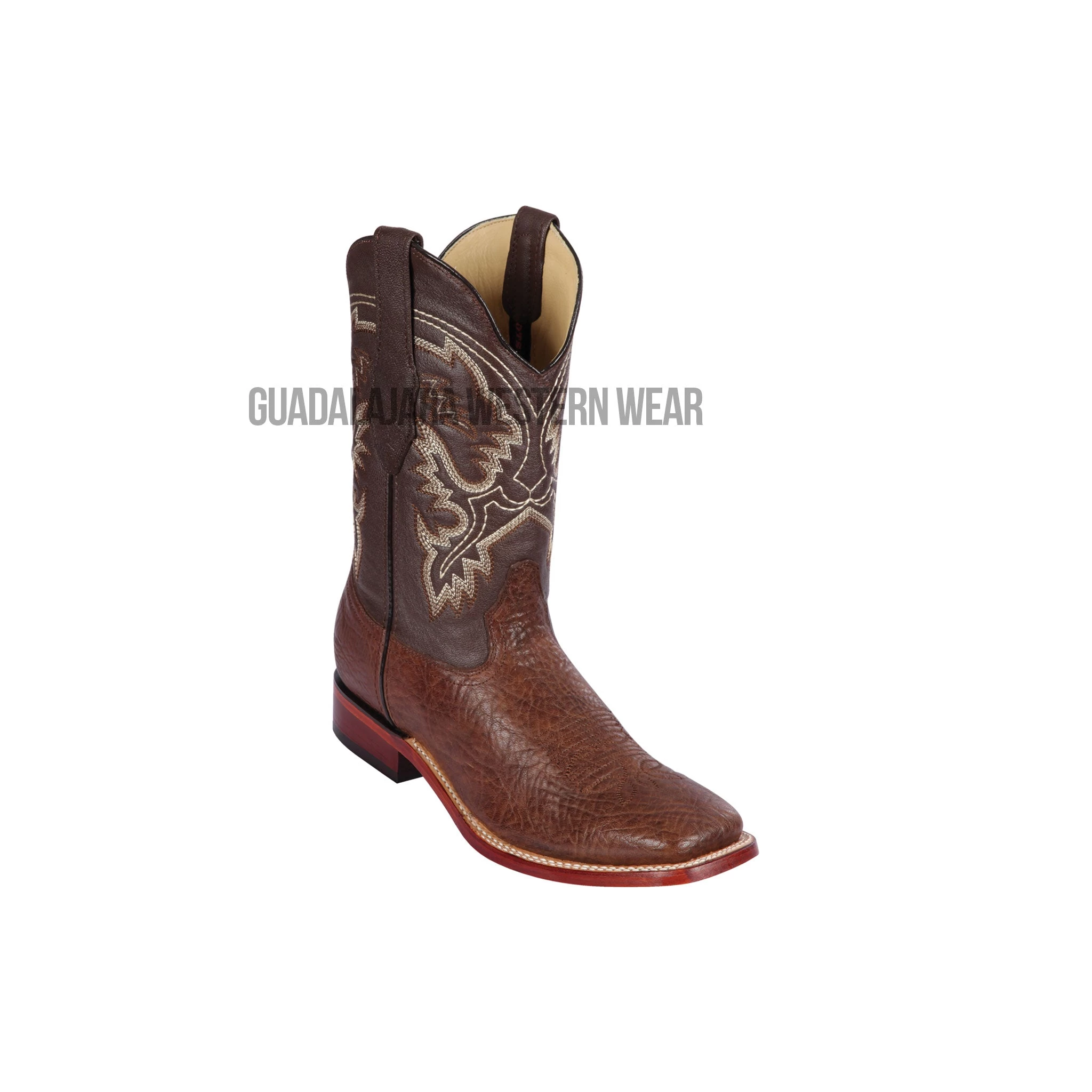 Los Altos Brown Bull Shoulder Wide Square Toe Cowboy Boots 3 Los Altos Brown Bull Shoulder Wide Square Toe Cowboy Boots