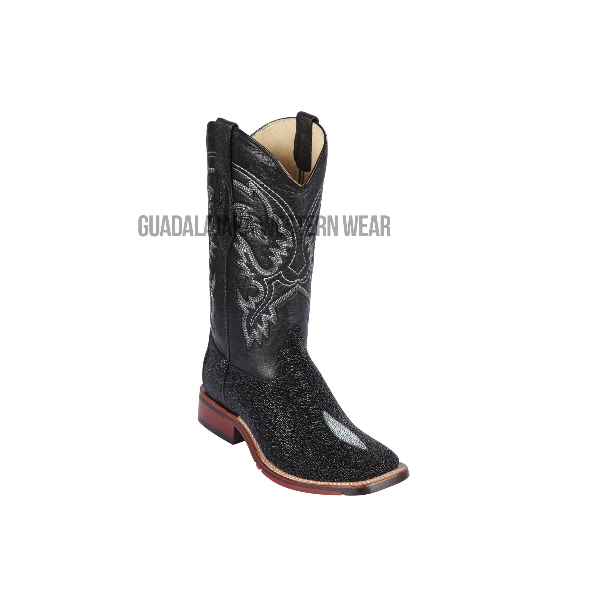 Los Altos Black Stingray Wide Square Toe Cowboy Boots 3 Los Altos Black Stingray Wide Square Toe Cowboy Boots