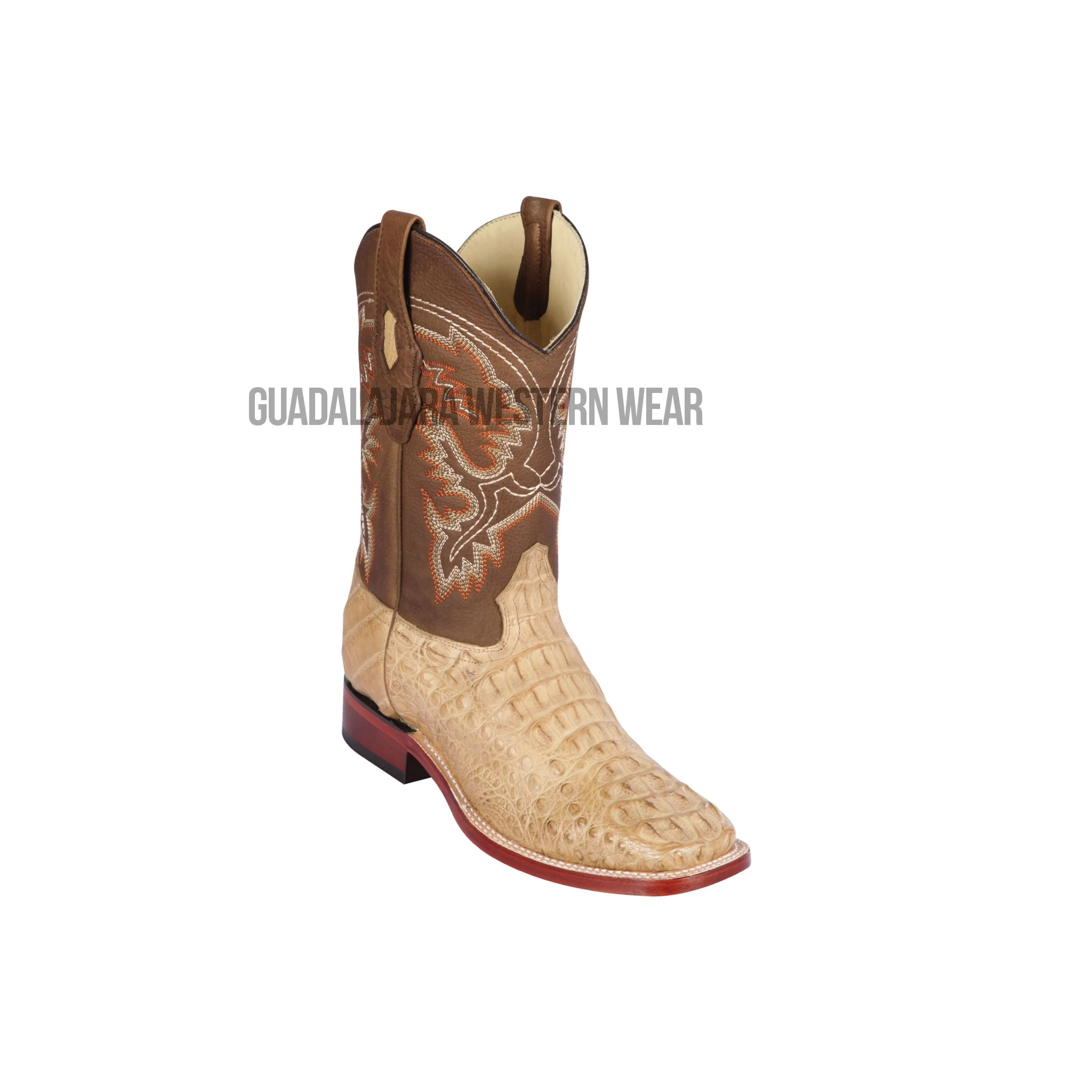 Los Altos Honey Greasy Finish Caiman Hornback Wide Square Toe Cowboy Boots 3 Los Altos Honey Greasy Finish Caiman Hornback Wide Square Toe Cowboy Boots