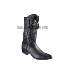 Los Altos Black Bull Shoulder Snip Toe Cowboy Boots
