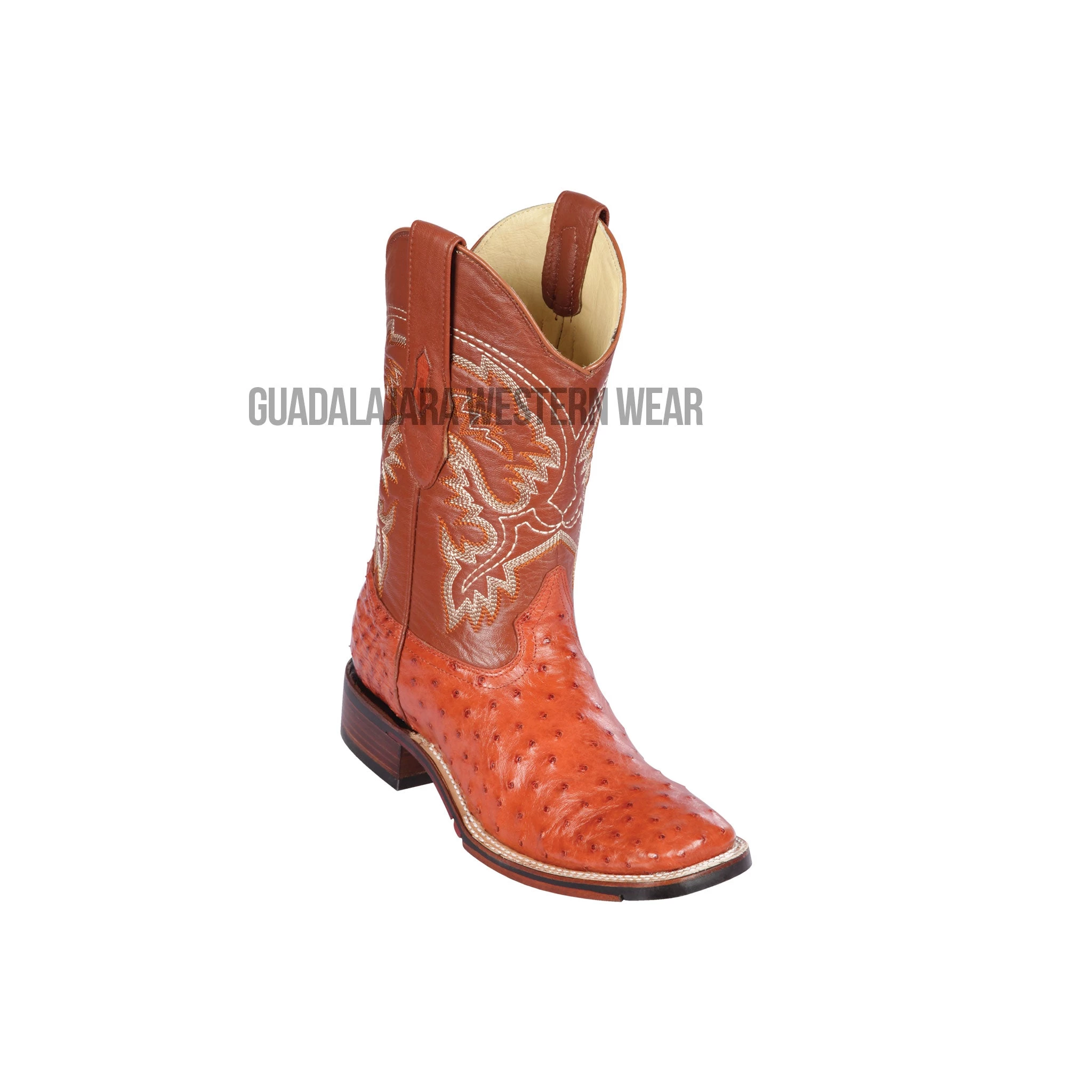 Los Altos Cognac Ostrich Wide Square Toe Cowboy Boots 3 Los Altos Cognac Ostrich Wide Square Toe Cowboy Boots