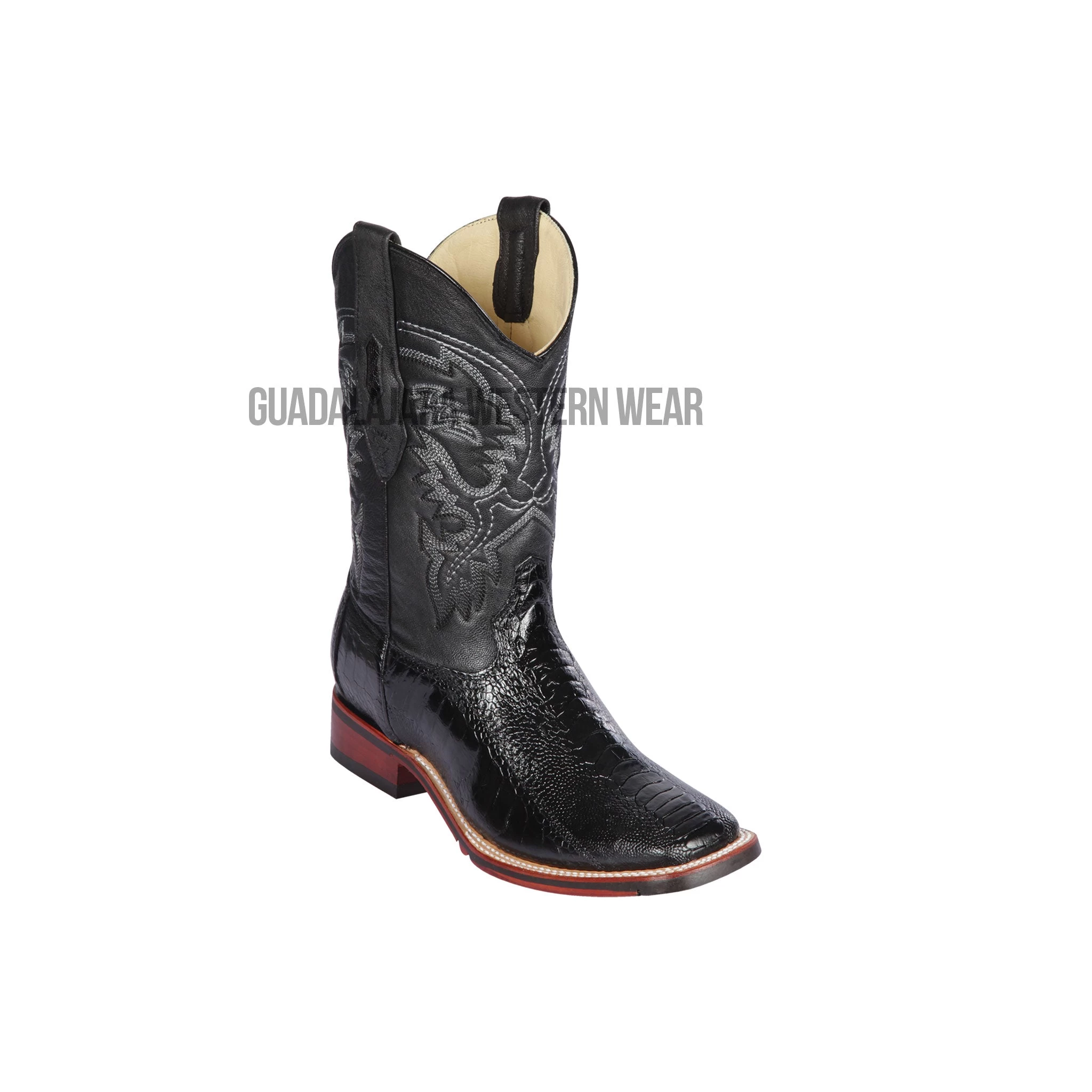 Los Altos Black Ostrich Leg Wide Square Toe Cowboy Boots 3 Los Altos Black Ostrich Leg Wide Square Toe Cowboy Boots