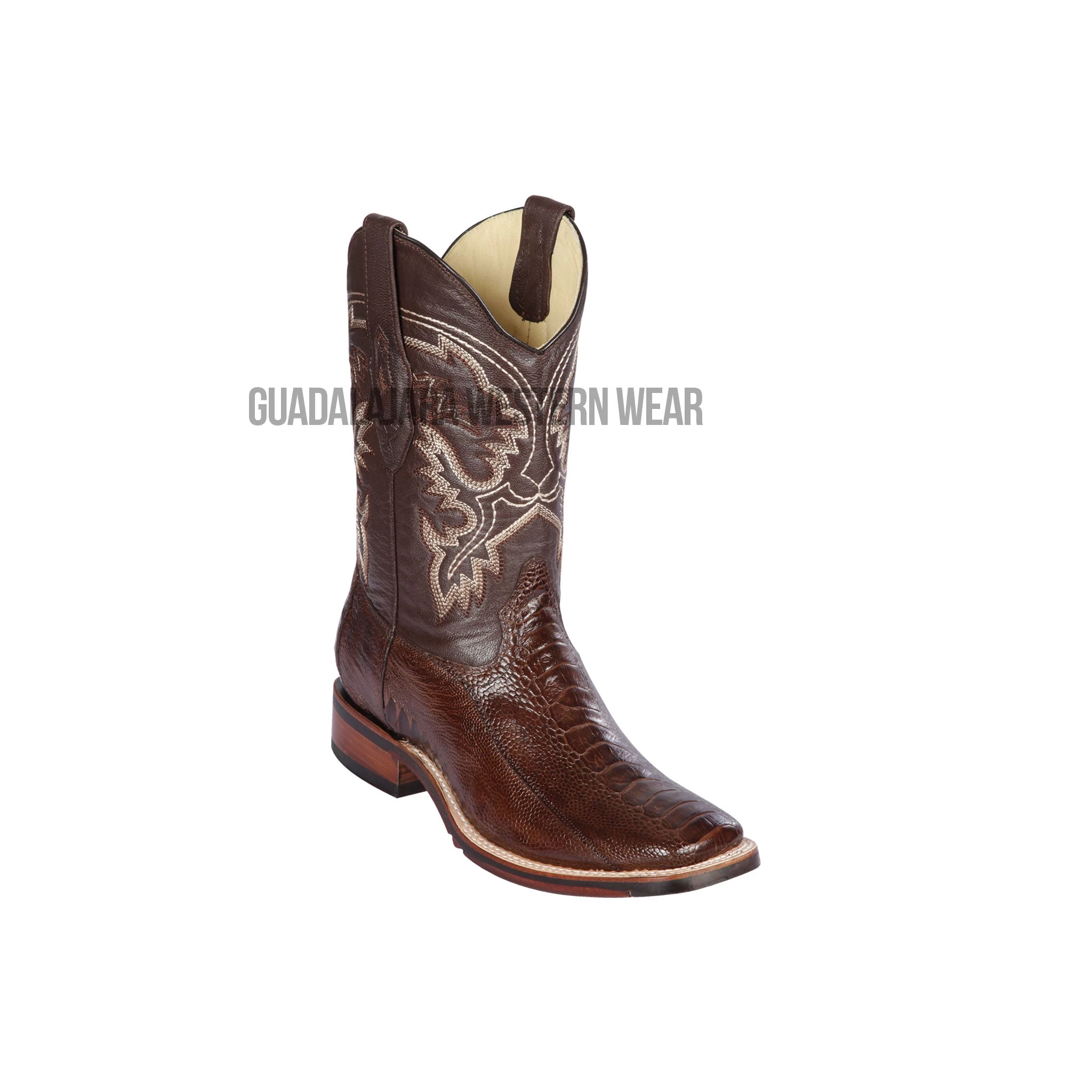 Los Altos Brown Ostrich Leg Wide Square Toe Cowboy Boots 3 Los Altos Brown Ostrich Leg Wide Square Toe Cowboy Boots