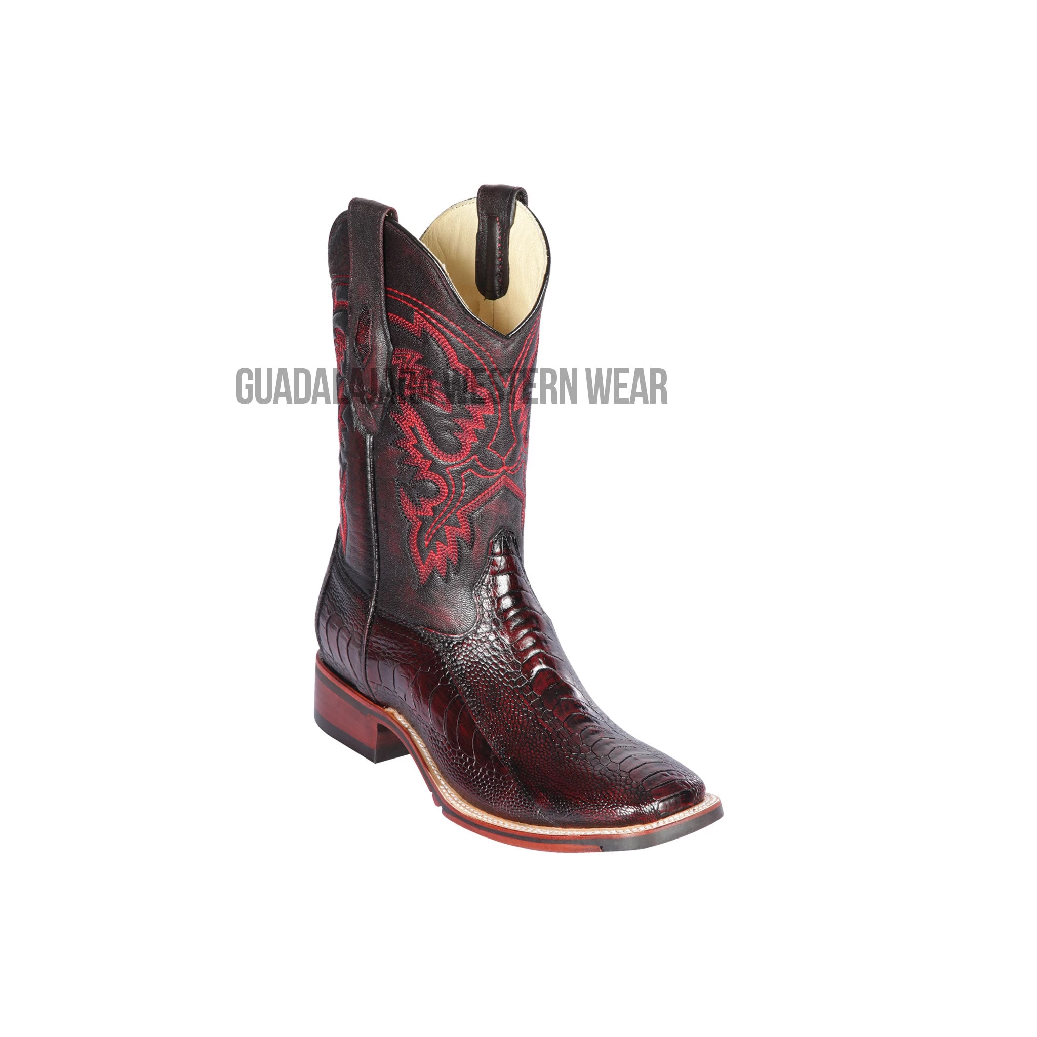 Los Altos Black Cherry Ostrich Leg Wide Square Toe Cowboy Boots 3 Los Altos Black Cherry Ostrich Leg Wide Square Toe Cowboy Boots