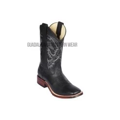 Los Altos Black Grisly Wide Square Toe Cowboy Boots