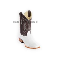 Los Altos White Ostrich Belly Wide Square Toe Cowboy Boots