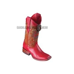 Los Altos Red Teju Wide Square Toe Women Western Boot