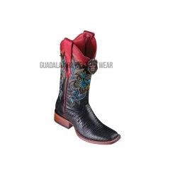 Los Altos Black Teju Wide Square Toe Women Western Boot
