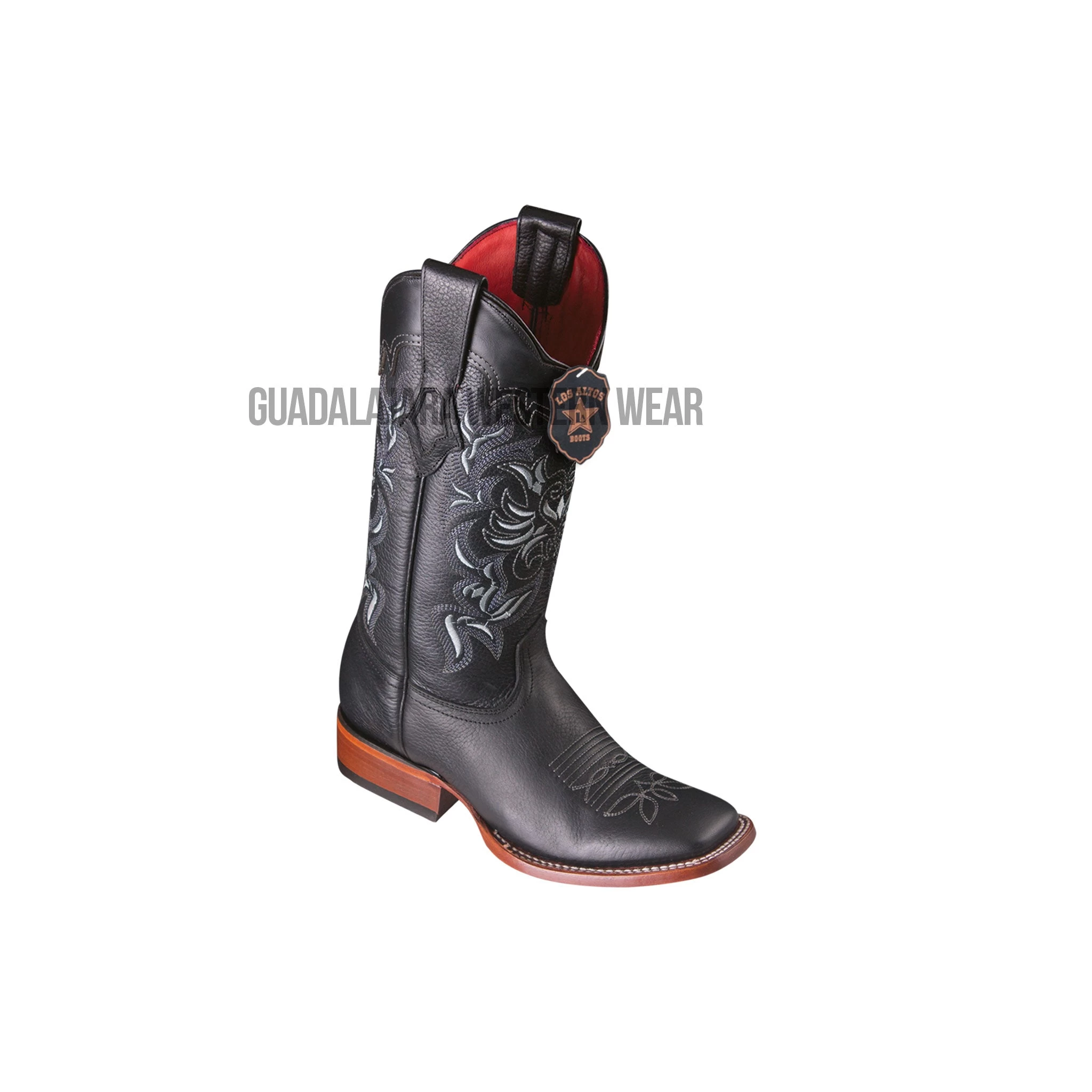 Los Altos Black Grisly Wide Square Toe Women Western Boot 3 Los Altos Black Grisly Wide Square Toe Women Western Boot