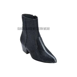 Los Altos Black Stingray Round Toe Ankle Boot