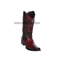 Los Altos Faded Burgundy Ostrich Leg European Square Toe Cowboy Boots