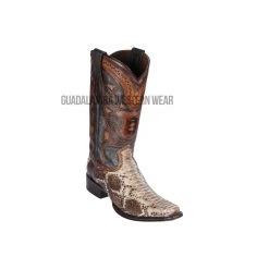 Los Altos Rustic Brown Python European Square Toe Cowboy Boots