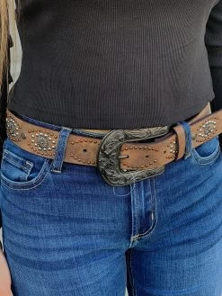 Nocona Brown Belt With Stones