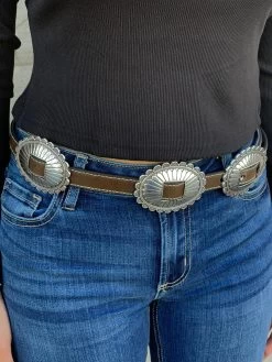 Western Nocona Oval Concho Belt Brown