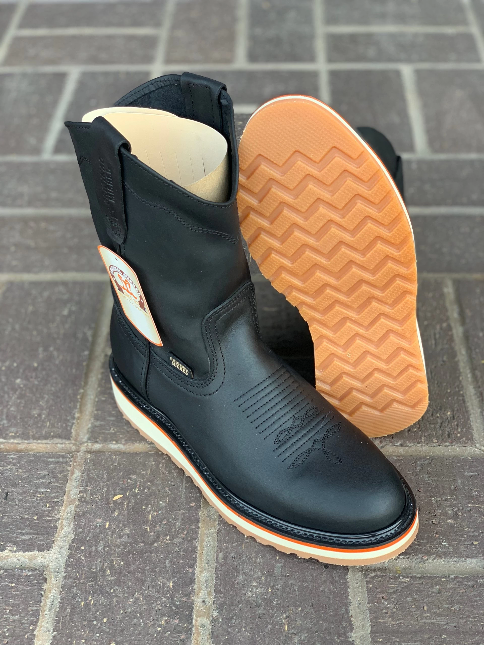 Original Michel Boots Men's Pull On Work Boot Black Soft Toe 4 Original Michel Boots Men's Pull On Work Boot Black Soft Toe - Image 2