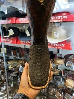 Dark Brown Finish Python Wide Square Toe Cowboy Boots -Guadalajara Western Wear IMG 0942