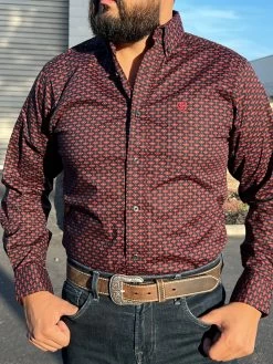 Ariat Kayne Black/Red Long Sleeve Fitted Shirt