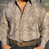 Rock And Roll Dark Grey Aztec Snap Long Sleeve Shirt 1 Rock And Roll Dark Grey Aztec Snap Long Sleeve Shirt -Guadalajara Western Wear IMG 1217