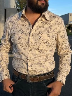 Rock And Roll Floral Poplin Snap Long Sleeve Shirt