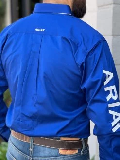 Ariat Team Logo Ultramarine/White Fitted Long Sleeve Shirt -Guadalajara Western Wear IMG 1321