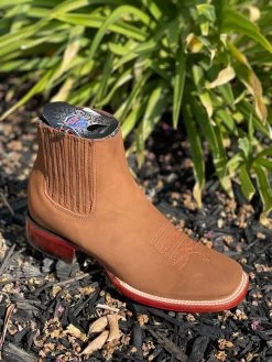 Wild West Nobuk Chedron Wide Square Toe Botin Charro