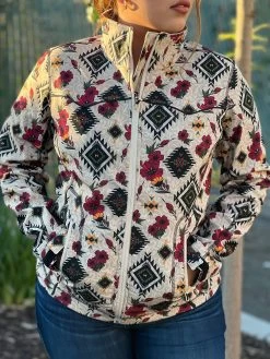 Women's Natural Aztec Floral Soft-Shell Jacket- Rock&Roll Denim