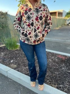 Women's Natural Aztec Floral Soft-Shell Jacket- Rock&Roll Denim -Guadalajara Western Wear IMG 14882