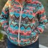Women's Turquoise & Pink Aztec Soft-Shell Jacket- Rock&Roll Denim