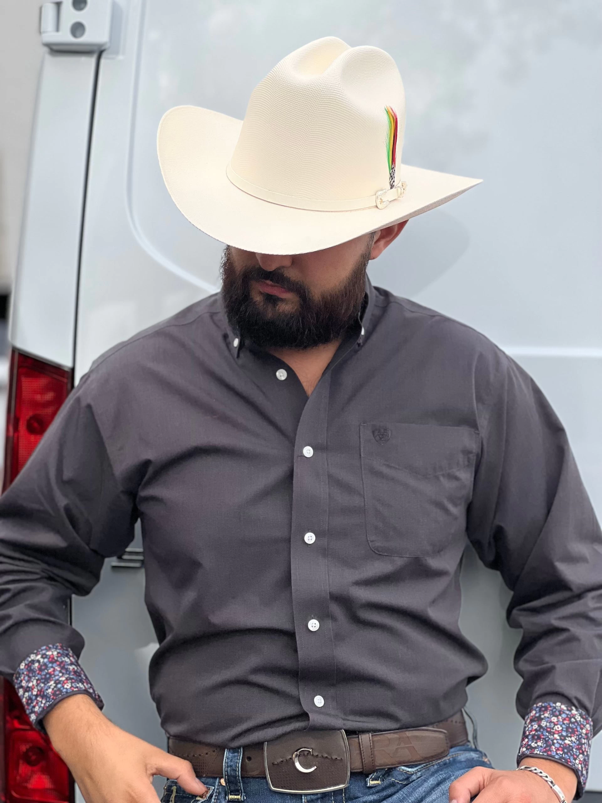 Ariat Black/Charcoal Pinpoint Oxford Classic Fit Shirt 3 Ariat Black/Charcoal Pinpoint Oxford Classic Fit Shirt