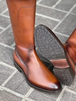 Cuadra Bristol Miel Piel Ternera Bota Alta Para Dama -Guadalajara Western Wear IMG 1900