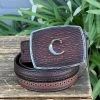 Cuadra Brown Shark Leather Modern Belt (NEW) -Guadalajara Western Wear IMG 2252