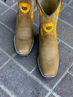 Sunflower Floral Square Toe Cowgirl Boots -Guadalajara Western Wear IMG 2680