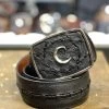 Cuadra Black Modern Ostrich Leather Belt -Guadalajara Western Wear IMG 2702